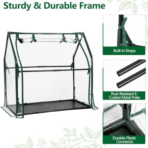 Mini Greenhouse with Waterproof Pad, 36"×18"×33" Tabletop Small Greenhouse for Indoor Outdoor Seed Starting, Portable Plant Cover Tent for Seedlings, Germination, Plant Protection - Image 4