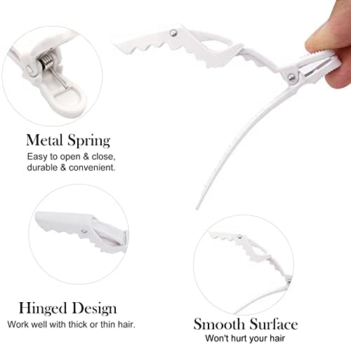 Ondder 24 Pack Pro Hair Clips for Styling, Coloring, Cutting - Large Alligator Clips for Women, Men, Girls, Teens - White - Image 3