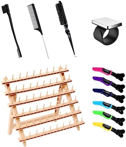 Laflare Braiding Rack for Hair with Comb set & Braid Gel Wristband & Hair clip, Hair Rack (Hair Extension Holder with 60 Pegs,) with Hair Braiding Accessories (PPCOM4) by LAFLARE