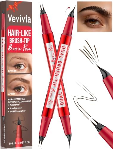 Vevivia 2-Pack Eyebrow Pen Set for Natural Hair-Like Brows, Dark Brown by VEVIVIABEAUTY