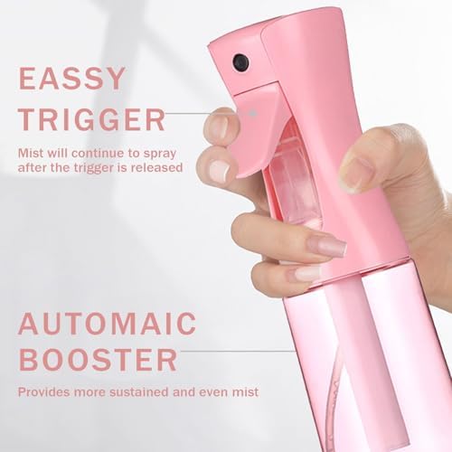 3 Pack Spray Bottles, 2-Pack Continuous Spray Bottles,Fine Water Mist Spray Bottles for Hair 6.8 OZ (200 ML) and 1oz 30ml Travel Spray Bottle Mister for Cleaning,Hairstyling,Plants,Pets Pink Black - Image 3