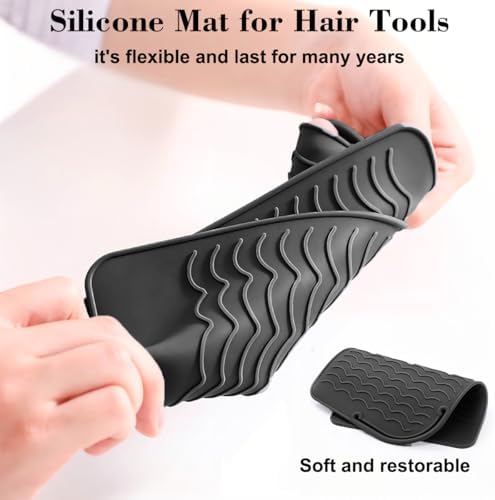 Flat Iron Heat Resistant Silicone Mat for Curling Iron, Hair Straightener Heat Pad, Curling Iron Sleeve, Travel Case Heat Resistant and Other Hair Styling Tools, for Counter, 9 x 6.5 in, Black - Image 3