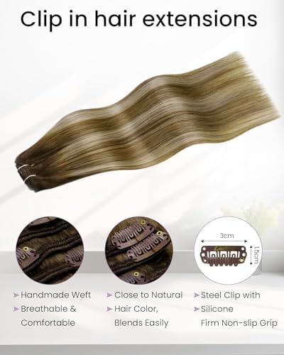 LaaVoo Human Hair Clip In Extensions, For Prom, 18 Inch - Image 2