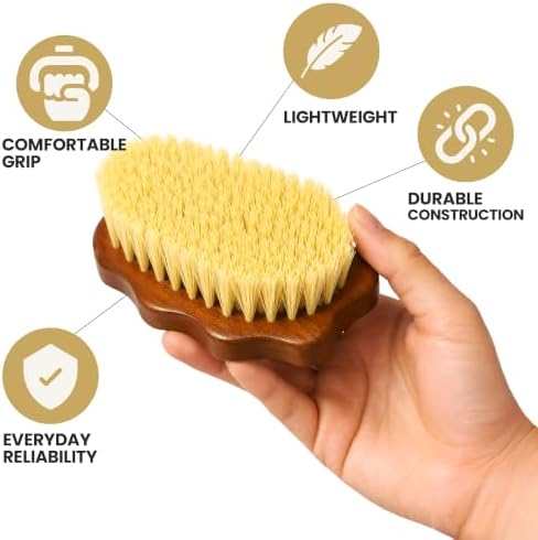 Kosher Beard Brush for Men, Vegan Agave Bristle Palm Brush, Hard Medium Wave for Curly Coarse Wavy Hair, No Handle Pocket size, Wet and Dry Use - Image 7