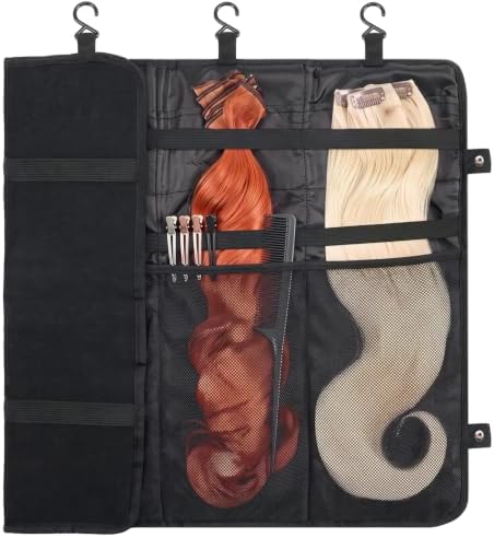 Eccliy Foldable Hair Extension Storage Bag Black Wig Travel Case by Eccliy