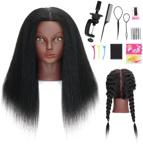 16" Mannequin Head Human Hair for Braiding Styling with stand by MannequeenHead