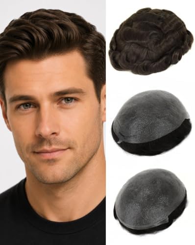 0.03mm Ultra-Thin Skin Mens Hair System, #3 Medium Brown by TOPUNIQUE
