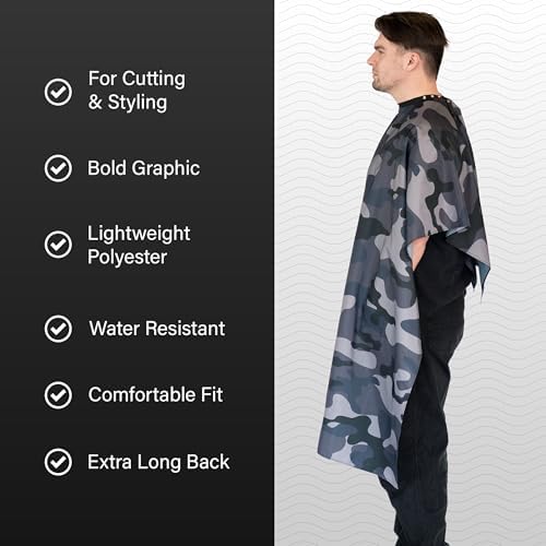 BD Barber Cape - Snap Closure, Water-Resistant, Lightweight Polyester, 45"x65", Professional Coverage for Cutting and Styling - Image 3