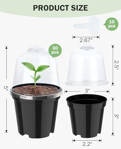 3 Inch Nursery Pots with Humidity Domes for Seed Starting (30 Pcs) - Image 4