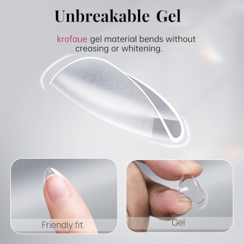 krofaue Almond Nail Tips 240pcs - Half Matte Short Press On Nails, 12 Sizes Pre-Shaped Extra Short Clear Tips for Full Cover Nail Extensions DIY - Image 4