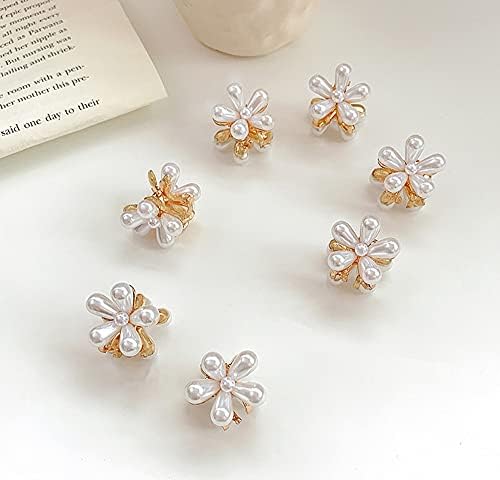 10 Pcs Pearl Mini Claw Clips Daisy Floral Hair Clips, Sweet Artificial Bangs Clips Decorative, Decorative Hair Accessories for Women and Girls - Image 2