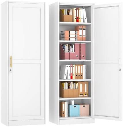 pozdeg 67" White Lockable Metal Storage Cabinet by pozdeg