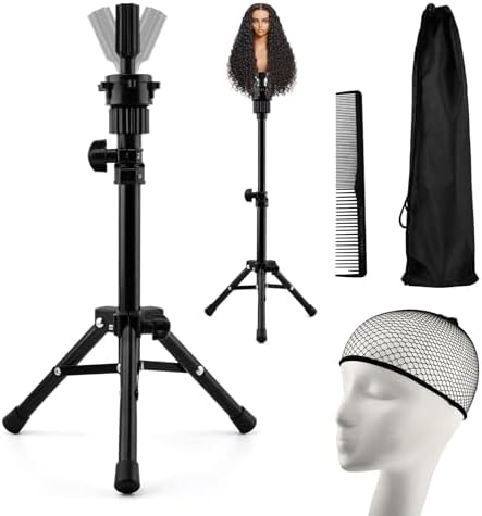 Adjustable Wig Stand Tripod, 14.5‑21.8 Inch Mannequin Head Holder by Unknown