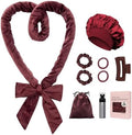 ZILAMPU Hair Curler, 70' Soft No Heat Curling Headband Wrap for Overnight Curls, Women Long Wave Curl Hair Rollers - Reddish Brown, 9 PCS Curling Rods Gifts Set by ZILAMPU