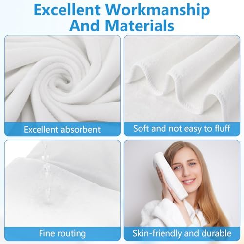 SmoothNovelty 16 Pack Microfiber Bath Towels Bulk, Simple, White - Image 3