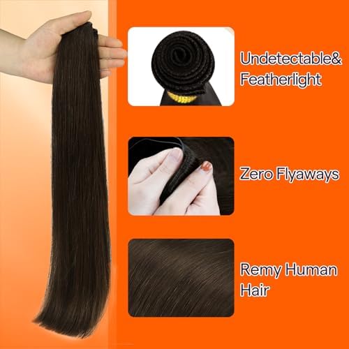 Full Shine Genius Weft Hair Extensions Brown Weft Extensions 16 Inch 50G - Image 3