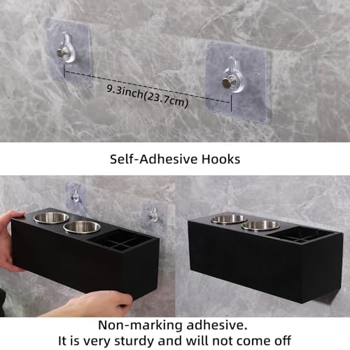 Hair Dryer Holder and Tool Organizer, Wood, Black - Image 5