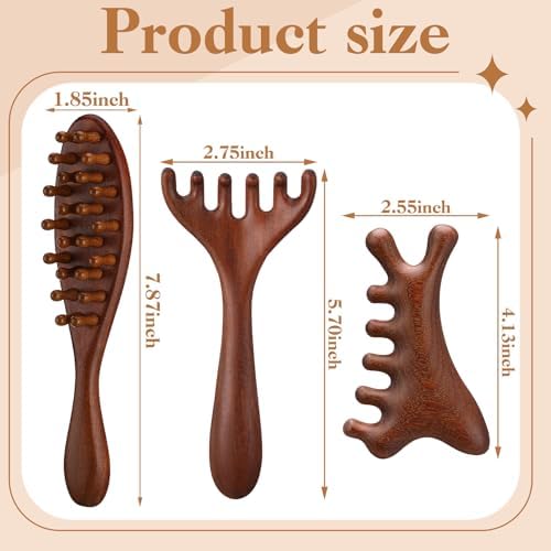 ProSuites 3 Pack Wooden Scalp Massager Tool Loc Combs,Long Handle Head Massage Scalp Loc Brush for Dreads,Multifunctional Hair Massager Tool for Men & Women - Image 6