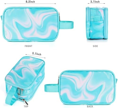 Teal Toiletry Bag for Girls, Travel Toiletry Bag for Teen Girls Cosmetic Bag Makeup Bag Waterproof Hanging Wash Bag Kids Toiletries, Green - Image 2