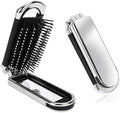 1 Pack Folding Compact Hair Brush with Mirror - Travel Pocket-Size Massage Comb for Hair Styling, Gym, Trips, and Purse (Removable Mirror) by Mozeat+Lens
