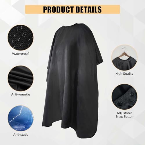 Omvoina Professional Haircut Cape with Adjustable Snap Closure and Neck Duster Brush, Salon Hair Cutting Cape, Barber Cape for Unisex - Image 3