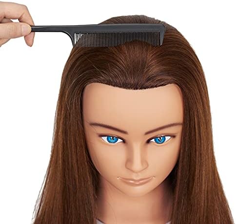 20-22" Female 100% Human Hair Mannequin Head for Hairdresser - Image 5