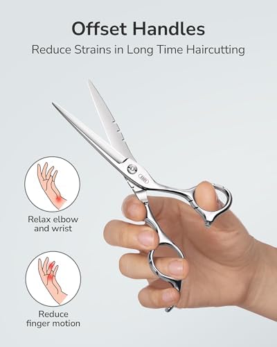 Hair Cutting Scissors, ULG Professional Hair Scissors 6.5” Shark Series Right-Hand Razor Edge Barber Shears Salon Hair Cutting Shears Made of Japanese Stainless Steel, Hand Sharpened Silver - Image 5