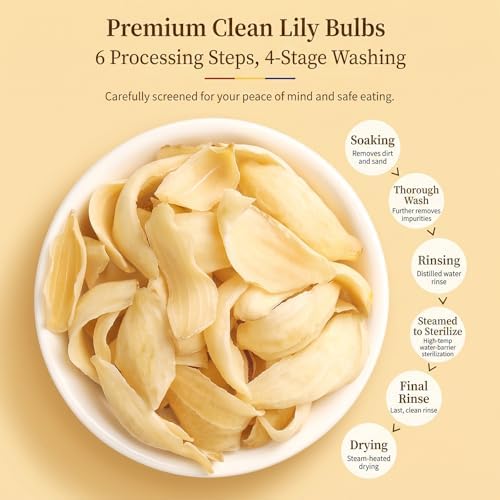 CHADUO Dried Lily Bulbs No Additives & Sulfur Free Natural Herbal Tea 7.05oz/200g Edible Dried Lilies Flowers Bulbs Bai He Dried Lily Bulb for Tea,Cooking,Porridge 百合干 龙牙百合 银耳莲子羹原料 - Image 4