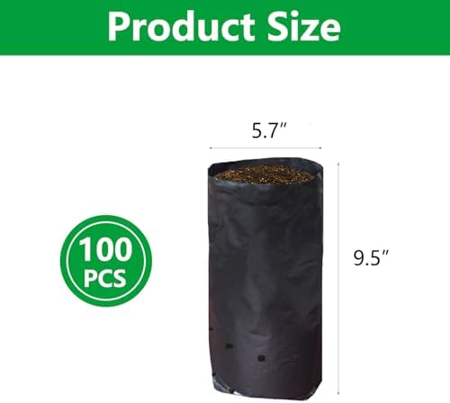 Belit Nursery Growing Bags, 100 Pcs Black Plastic Seedling Pots for Gardening Seed Plant Bags, Fruit Tree Seedling, Starting saplings(5.7"x9.5") - Image 4