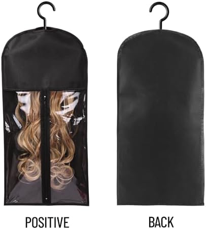 12PCS Wig Bags With Hanger - Hair Extension Holder for Multiple Wigs - Organizer (6PCS Black & 6PCS Purple) - Image 2