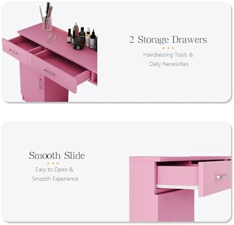4ever2buy Pink Salon Stations for Hair Stylist, Wall Mount Barber Station - Image 5