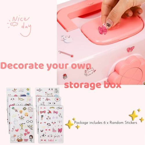 ZOOFOX Hair Accessories Organizer for Girls, Cute Cartoon Pink 3-Tier Storage Box with Handle and Lock, Multi-Purpose Case for Hair Bows, Clips, Scrunchies, Jewelry and Crafts - Image 5