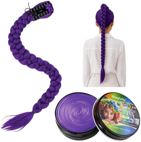 35" Purple Braiding Hair & Purple Hair Wax for Adult Halloween Costume by BRIMFULITE