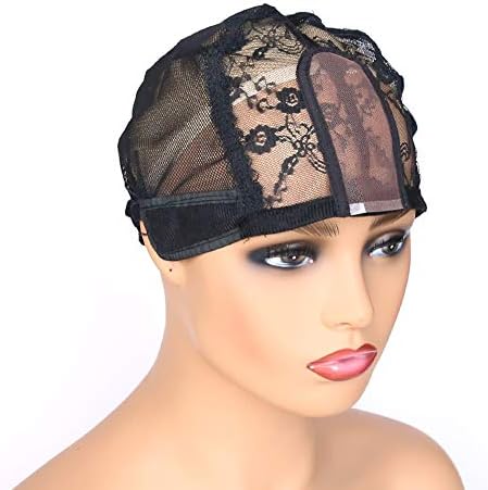 BTWTRY 1.5x3.5inch U Part Double Lace Net Wig Caps with Adjustable Strap for Making Wigs 1pc Wig Cap DIY Wigs Weaving Dome Mesh Wig Cap for Women and Girl (1 Pc, 0052) by BTWTRYWig