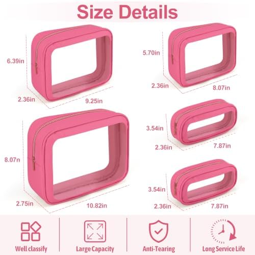 YOPCDJ 5PCS Diaper Bag Organizer Pouch, Clear TPU Waterproof Organizer Zipper Bags, Cosmetic Bag Set, TSA Approved Toiletry Bags, Travel Organizer Bag for Kids and Women - Image 3