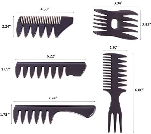 Styling Hair Comb Set Salon Barber Hairstylist Comb 5 Pack Professional Hair Brush Retro Hairdressing Hair Care Style Accessory Double-sided for Men Boy Gentleman - Image 3