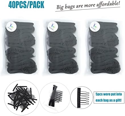 Adjustable Straps For Wigs And Making Wigs，Adjustable Wig Bands (Black, 1‘’ x 40pcs) - Image 2