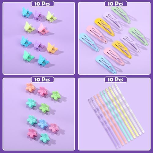 Auroray Hair Accessories for Girls, 1784 Pcs Elastic Ties Set 24 Color Rubber Bands With Organizer Box Cotton Baby Ties Styling Tool Set Clips Elastic Cutter Scissor - Image 5