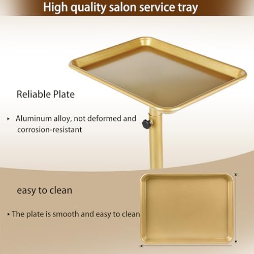 Salon Tray on Wheels, Rolling Tray with Adjustable Height, Metal Feet Salon Service Tray, Ideal Use As Tattoo Tray＆Dental Tray - Image 3