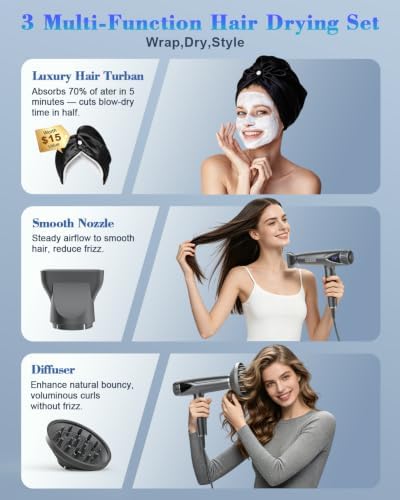 Dual Voltage Hair Dryer for Travel,Foldable Hair Dryer with Diffuser - Image 4