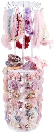 cherrboll Rotating Hair Bows Holder Stand, Headbands Organizer with Hooks, Scrunchies Claw Clips Rack Display, Hair Accessories Storage Nursery Room Decor for Baby Toddler Girls - Image 7