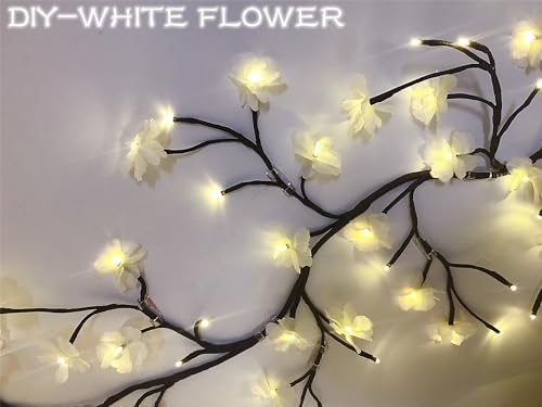 Willow Vine Branch Lights 6FT with Functional Remote, USB Powered DIY Flower Decorations Vines for Room Decor, Artificial Plants Tree Branches for Bedroom Wall Living Room Decor (DIY-WHITE FLOWER) - Image 2