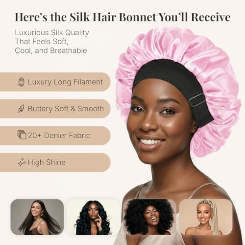2PCS Silk Hair Bonnet for Sleeping Women - Satin Bonnet for Sleeping Double Layer Adjustable Sleep Cap for Curly Hair - Image 4