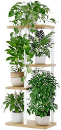 Bamworld Plant Stand 4 Tier Corner Metal Shelf White by Bamworld