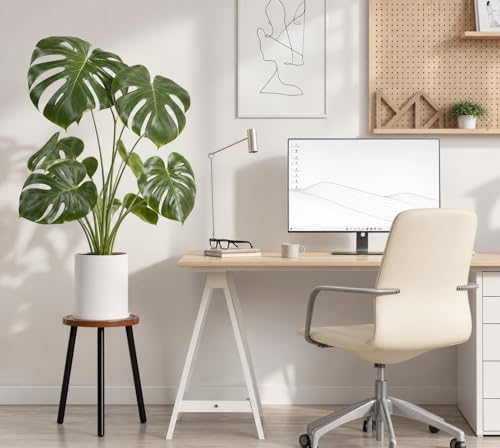 2-Pack Wood Plant Stands Indoor, 16.7" Tall Plant Stand Outdoor Mid-Century Plant Stool, Single Plant Table Modern Small Round Side/End Table for Living Room, Balcony, Office(Brown) - Image 3