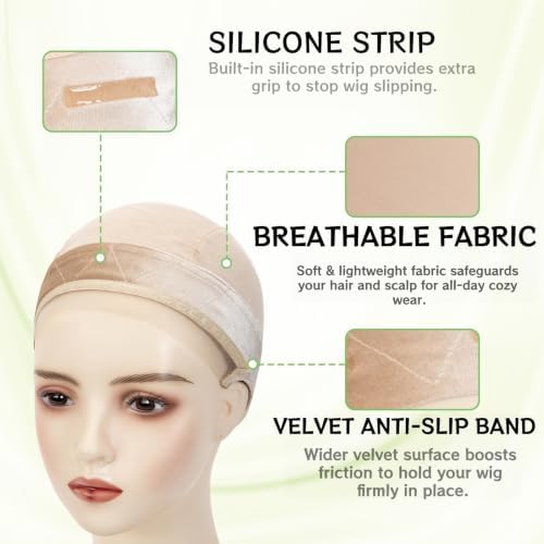 Riemann Wig Grip Cap for Women, 2-in-1, Non-Slip, Lace Front, (Beige) - Image 2