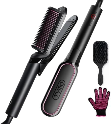 TYMO Flat Iron Hair Straightener Brush 2 in 1, 200M Ions Ceramic Hot Comb by TYMOFashionTech