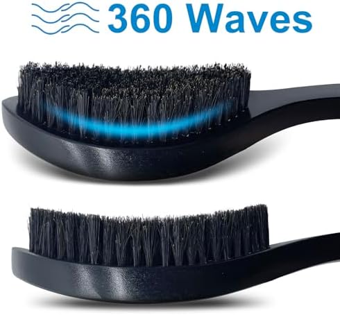 Boar Wave Brush for Men - Medium Hard Brush 360 Waves for Black Hair -Black - Image 4