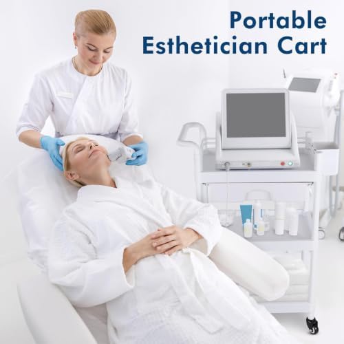 Medical Carts with Wheels 3-Tier Mobile Trolley Cart 100 LBS Max Load Medical Rolling Utility Cart with Drawers Dirt Basin Storage Buckets for Hospital Dental Clinic Lab Salon Home - Image 6