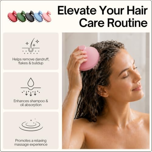 SXNSE Revive Silicone Scalp Massager - Manual Scalp Scrubber & Exfoliator Brush for Dandruff, Buildup & Itch - Scalp Shampoo Brush for Wet & Dry Hair with Soft Bristles and Easy-Grip Handle, Rose - Image 5